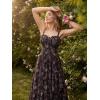 image:imageScarlet Darkness Summer Dresses for Women 2026 Floral Corset Wedding Guest Dress Ruffle Maxi Dress with PocketsBlack Pink Floral