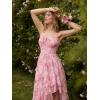 image:imageScarlet Darkness Summer Dresses for Women 2026 Floral Corset Wedding Guest Dress Ruffle Maxi Dress with PocketsPink Floral