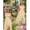 image:imageScarlet Darkness Summer Dresses for Women 2026 Floral Corset Wedding Guest Dress Ruffle Maxi Dress with PocketsYellow Floral
