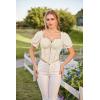 image:imageScarlet Darkness Vintage Corset Tops for Women Renaissance Blouse Off Shoulder Puff Sleeves TopBeige