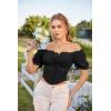 image:imageScarlet Darkness Vintage Corset Tops for Women Renaissance Blouse Off Shoulder Puff Sleeves TopBlack