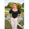 image:imageScarlet Darkness Vintage Corset Tops for Women Renaissance Blouse Off Shoulder Puff Sleeves TopBlack