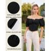 image:imageScarlet Darkness Vintage Corset Tops for Women Renaissance Blouse Off Shoulder Puff Sleeves TopBlack