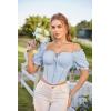 image:imageScarlet Darkness Vintage Corset Tops for Women Renaissance Blouse Off Shoulder Puff Sleeves TopBlue