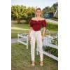 image:imageScarlet Darkness Vintage Corset Tops for Women Renaissance Blouse Off Shoulder Puff Sleeves TopDark Red