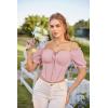 image:imageScarlet Darkness Vintage Corset Tops for Women Renaissance Blouse Off Shoulder Puff Sleeves TopLight Pink