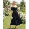 image:imageScarlet Darkness Women Off Shoulder Corset Dress Sweetheart Fishboned Puff Sleeve Renaissance DressBlack