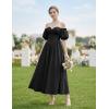 image:imageScarlet Darkness Women Off Shoulder Corset Dress Sweetheart Fishboned Puff Sleeve Renaissance DressBlack