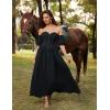 image:imageScarlet Darkness Women Off Shoulder Corset Dress Sweetheart Fishboned Puff Sleeve Renaissance DressBlack