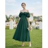 image:imageScarlet Darkness Women Off Shoulder Corset Dress Sweetheart Fishboned Puff Sleeve Renaissance DressGreen