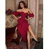 image:imageScarlet Darkness Women Off Shoulder Corset Dress Sweetheart Fishboned Puff Sleeve Renaissance DressRed