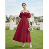 image:imageScarlet Darkness Women Off Shoulder Corset Dress Sweetheart Fishboned Puff Sleeve Renaissance DressRed