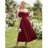 image:imageScarlet Darkness Women Off Shoulder Corset Dress Sweetheart Fishboned Puff Sleeve Renaissance DressRed