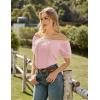 image:imageScarlet Darkness Women Renaissance Shirt Puff Sleeve Off Shoulder Peasant Pirate TopsPink