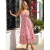 image:imageScarlet Darkness Womens Floral Cottagecore Dress Smocked A Line Casual Milkmaid Sundress with PocketsPink Flower