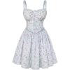 image:imageScarlet Darkness Floral Corset Dress for Women 2026 Summer Sundress Lace Up Mini Milkmaid Dresses with PocketsBlue Pink Floral