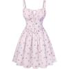 image:imageScarlet Darkness Floral Corset Dress for Women 2026 Summer Sundress Lace Up Mini Milkmaid Dresses with PocketsLight Purple Floral