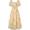 image:imageScarlet Darkness Floral Dress for Women Summer Puff Sleeve Square Neck A Line Flowy Wedding Guest Tea Party DressesApricot Yellow Floral