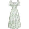 image:imageScarlet Darkness Floral Dress for Women Summer Puff Sleeve Square Neck A Line Flowy Wedding Guest Tea Party DressesGreen Garden