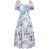 image:imageScarlet Darkness Floral Dress for Women Summer Puff Sleeve Square Neck A Line Flowy Wedding Guest Tea Party DressesLight Blue