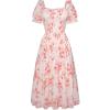 image:imageScarlet Darkness Floral Dress for Women Summer Puff Sleeve Square Neck A Line Flowy Wedding Guest Tea Party DressesPeach Blossom