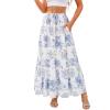 image:imageScarlet Darkness Floral Maxi Skirts for Women 2026 Summer Flowy Ruffle Long Skirt with PoketsBlue Floral