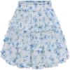 image:imageScarlet Darkness Floral Mini Skirt for Women 2026 Ruffle Tiered Skorts Summer Flowy Skirts with PocketsBlue Floral