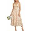 image:imageScarlet Darkness Milkmaid Corset Dress for Women Summer Wedding Guest Dresses Cocktail Floral Sundress with PocketsApricot Rose