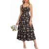 image:imageScarlet Darkness Milkmaid Corset Dress for Women Summer Wedding Guest Dresses Cocktail Floral Sundress with PocketsBlack Apricot Rose