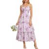 image:imageScarlet Darkness Milkmaid Corset Dress for Women Summer Wedding Guest Dresses Cocktail Floral Sundress with PocketsPurple Rose