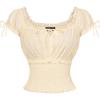 image:imageScarlet Darkness Renaissance Peasant Blouse for Women Square Neck Short Sleeve Smocked Waist TopsBeige