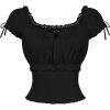 image:imageScarlet Darkness Renaissance Peasant Blouse for Women Square Neck Short Sleeve Smocked Waist TopsBlack