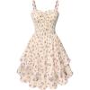 image:imageScarlet Darkness Smocked Floral Sundresses for Women Teens 2026 Summer Flowy Ruffle Mini DressBeige Purple Floral