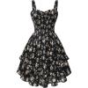 image:imageScarlet Darkness Smocked Floral Sundresses for Women Teens 2026 Summer Flowy Ruffle Mini DressBlack Apricot Floral