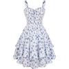 White Blue Floral