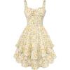 image:imageScarlet Darkness Smocked Floral Sundresses for Women Teens 2026 Summer Flowy Ruffle Mini DressWhite Yellow Floral