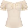 image:imageScarlet Darkness Summer Corset Tops for Women Puff Sleeve Peasant Blouse Square Neck Renaissance ShirtApricot