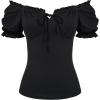 image:imageScarlet Darkness Summer Corset Tops for Women Puff Sleeve Peasant Blouse Square Neck Renaissance ShirtBlack