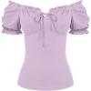 image:imageScarlet Darkness Summer Corset Tops for Women Puff Sleeve Peasant Blouse Square Neck Renaissance ShirtPurple