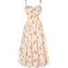 image:imageScarlet Darkness Summer Dresses for Women 2026 Floral Corset Dress Long Milkmaid Dress with PocketWhite Orange Floral