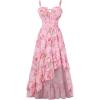 image:imageScarlet Darkness Summer Dresses for Women 2026 Floral Corset Wedding Guest Dress Ruffle Maxi Dress with PocketsPink Floral