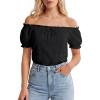 image:imageScarlet Darkness Women Renaissance Shirt Puff Sleeve Off Shoulder Peasant Pirate TopsBlack