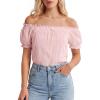 image:imageScarlet Darkness Women Renaissance Shirt Puff Sleeve Off Shoulder Peasant Pirate TopsPink
