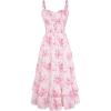 image:imageScarlet Darkness Womens Floral Cottagecore Dress Smocked A Line Casual Milkmaid Sundress with PocketsPink Floral