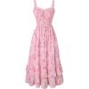 image:imageScarlet Darkness Womens Floral Cottagecore Dress Smocked A Line Casual Milkmaid Sundress with PocketsPink Flower
