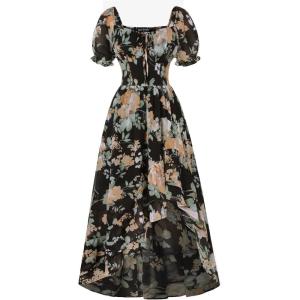 image:imageScarlet Darkness Corset Dresses for Women Summer 2026 Floral Wedding Guest Chiffon SundressBlack Marigold