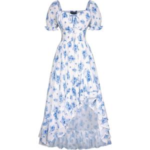 image:imageScarlet Darkness Corset Dresses for Women Summer 2026 Floral Wedding Guest Chiffon SundressBlue Roses