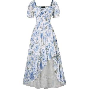 image:imageScarlet Darkness Corset Dresses for Women Summer 2026 Floral Wedding Guest Chiffon SundressElegant Blue Floral