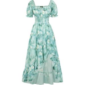 image:imageScarlet Darkness Corset Dresses for Women Summer 2026 Floral Wedding Guest Chiffon SundressGreen Daisies
