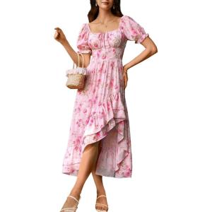 image:imageScarlet Darkness Corset Dresses for Women Summer 2026 Floral Wedding Guest Chiffon SundressPink Flower